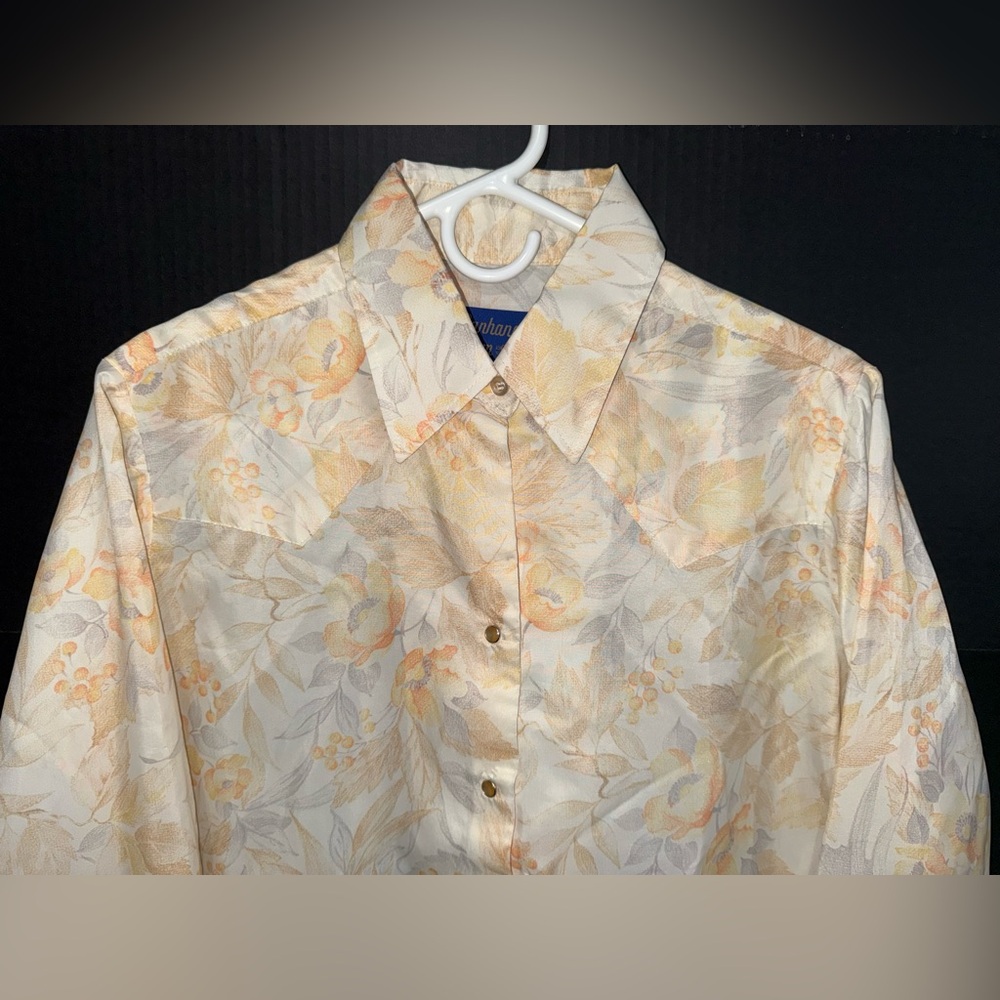 🎋VINTAGE Panhandle Slim Gorgeous Sunny Floral Western Snap Down Shirt - Picture 5 of 9